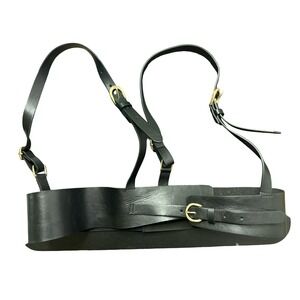 Eloquii Women's Faux Leather Harness Chest Belt Black Size 18/20